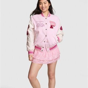 LoveShackFancy Victorias Secret Pink Varsity Jacket NWT